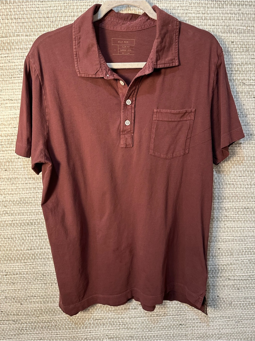 Billy Reid Short-Sleeve Polo in Deep Maroon